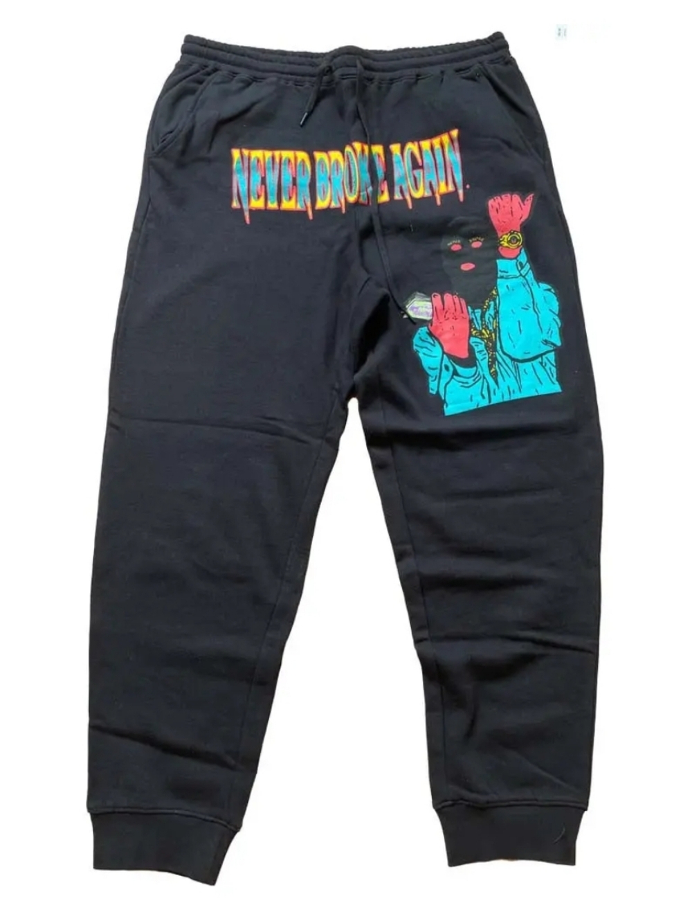Never Broke Again Trappa Joggers Small Ski Mask Robber Black